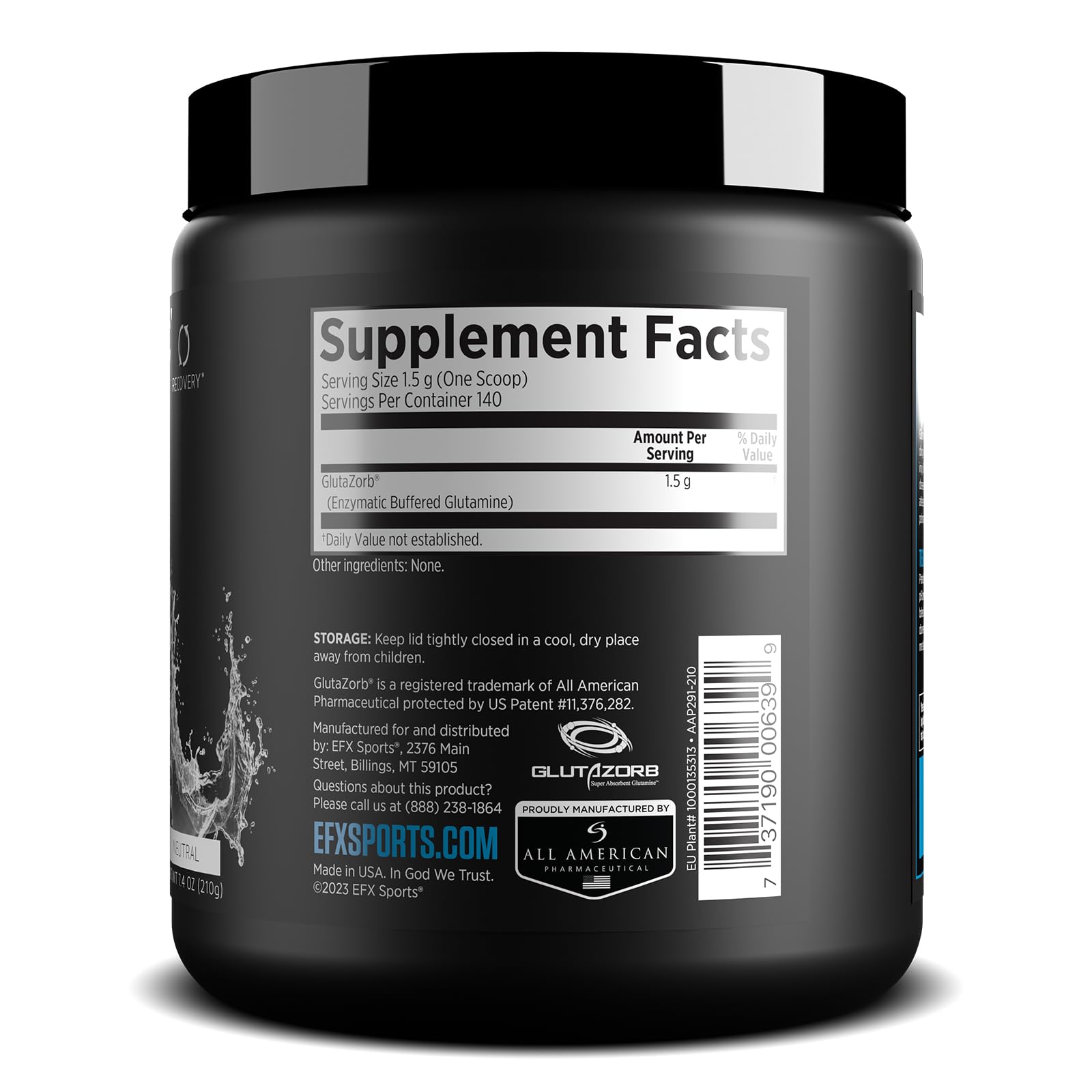 EFX Sports Training Ground Glutazorb polvo, uso diario, conveniencia y consistencia.