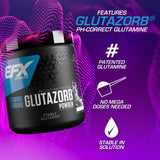 EFX Sports Training Ground Glutazorb polvo, vertido en vaso, mezcla suave y sin grumos.