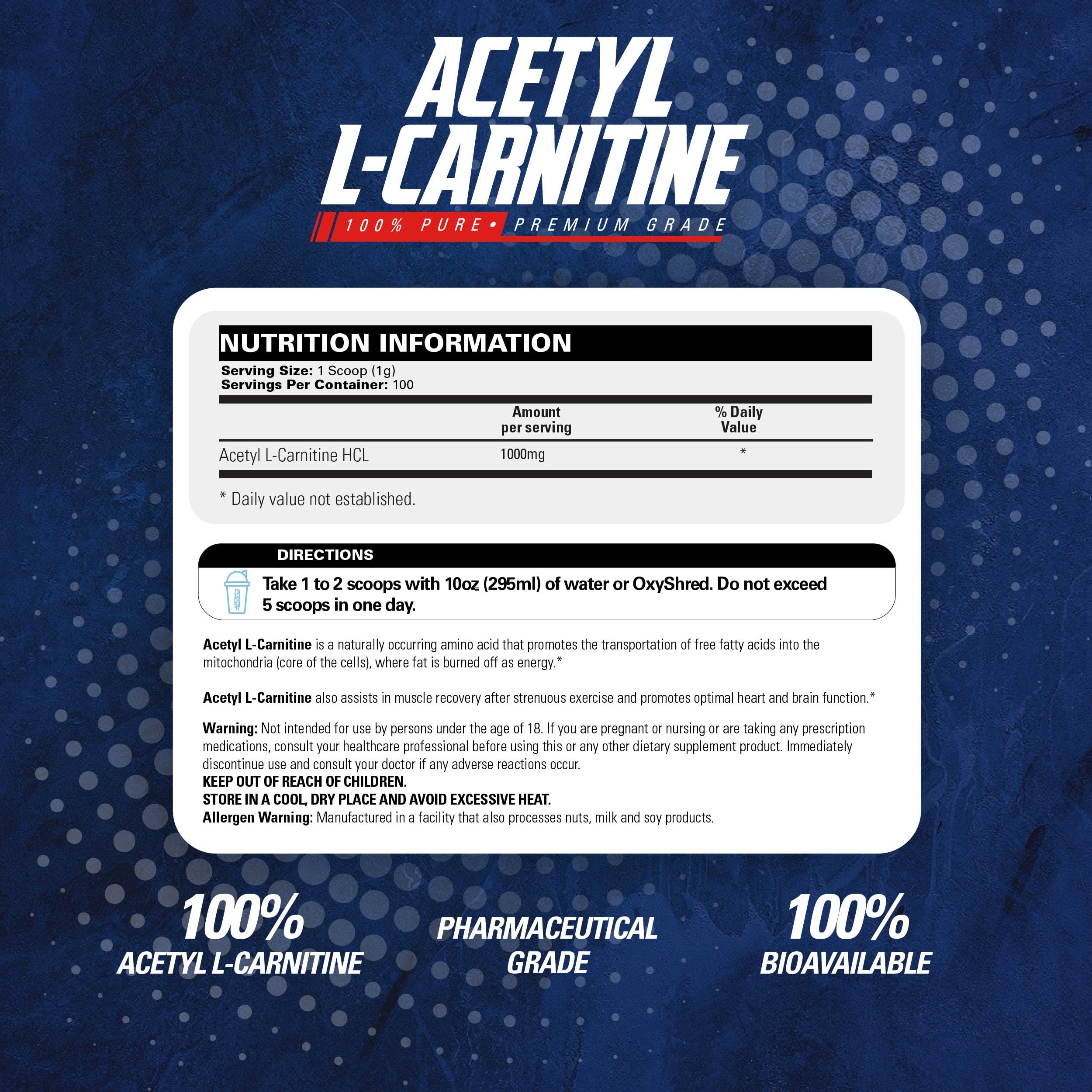 Cuchara dosis de EHP Labs Acetyl L Carnitine Powder, medición precisa para mezclar.