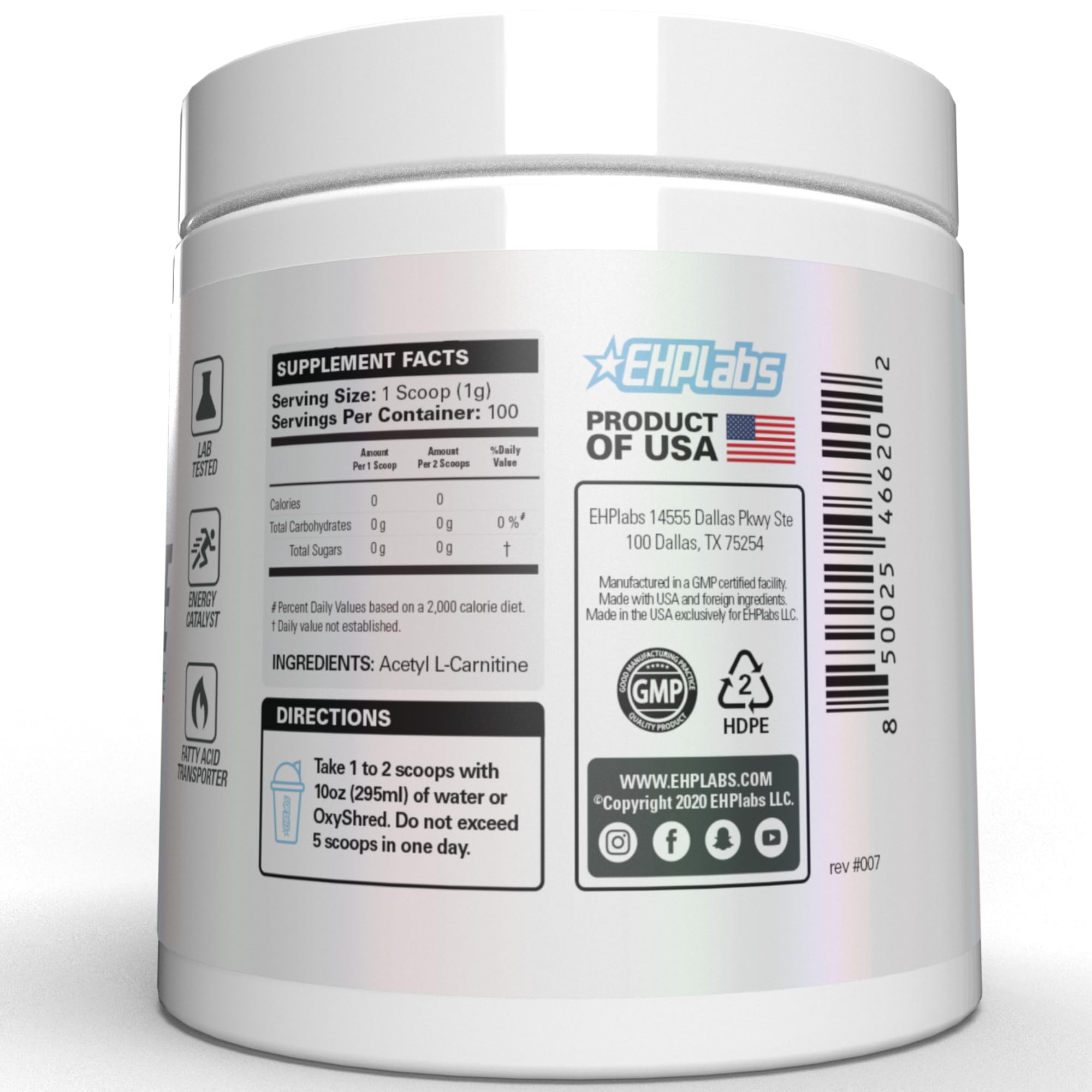 Mezcla en bebidas con EHP Labs Acetyl L Carnitine Powder para energía sostenida.