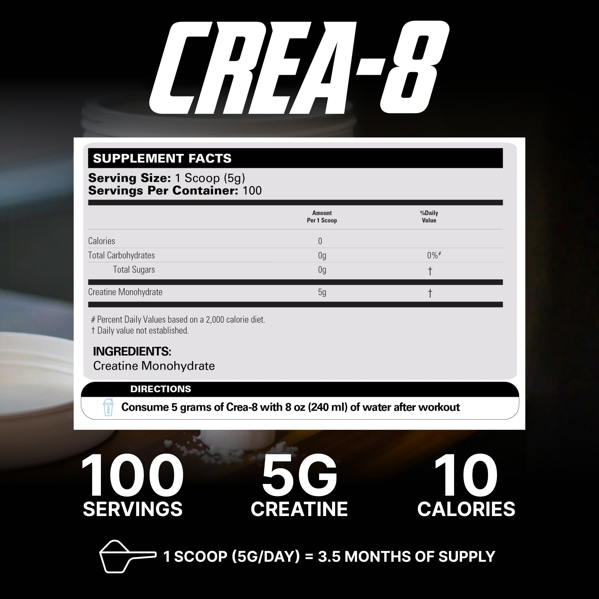 CREA-8 disolución rápida en agua para entrenamientos intensos