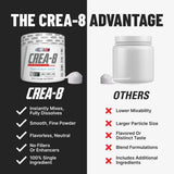 Etiqueta de CREA-8 mostrando calidad de fabricación en 500 g