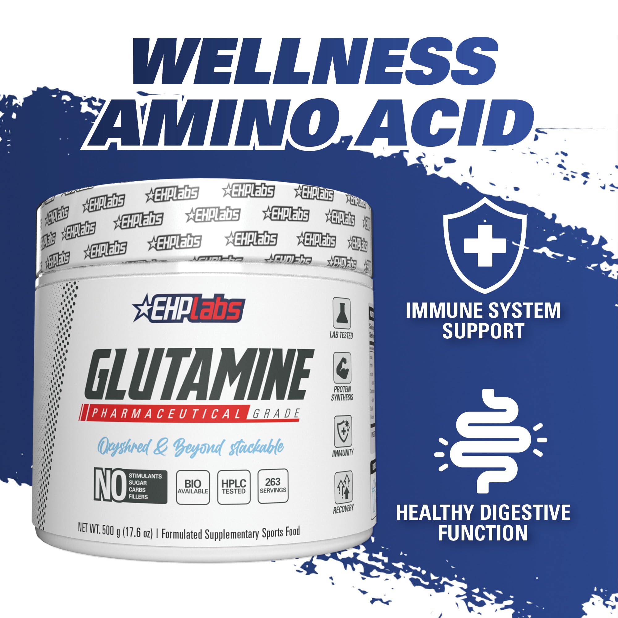 EHP Labs L-Glutamina para salud intestinal y bienestar digestivo.