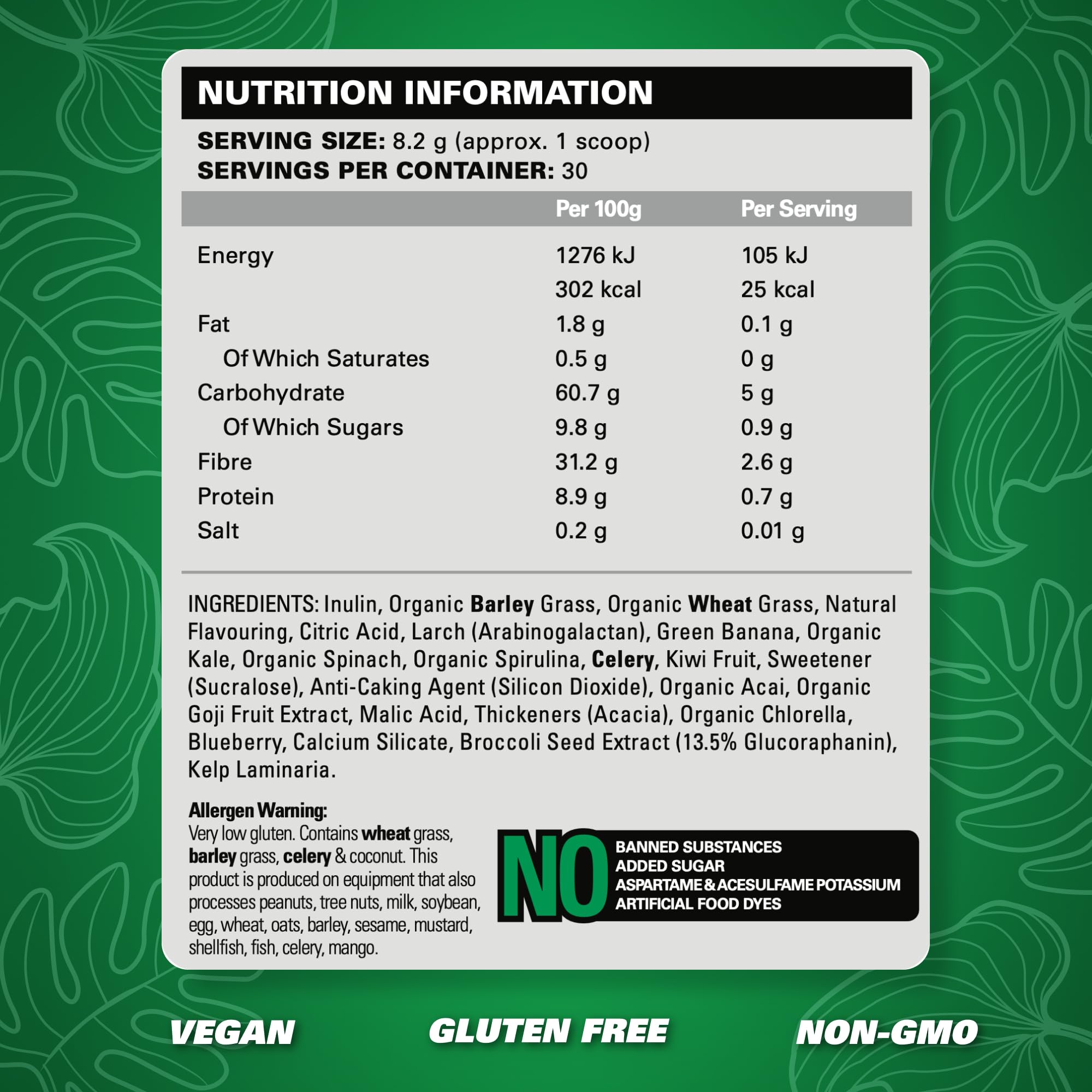 OxyGreens con espirulina y chlorella, antioxidantes naturales para el rendimiento.