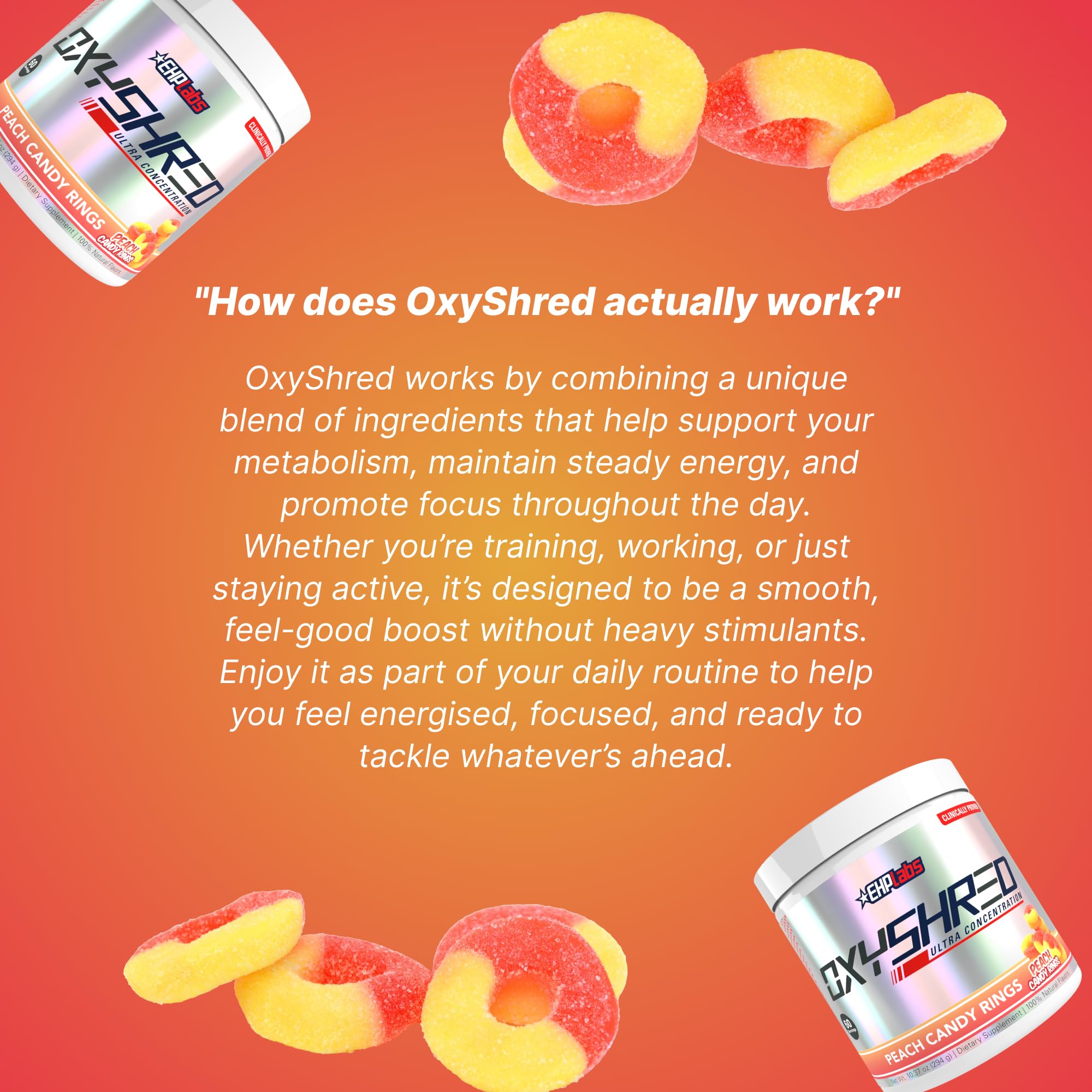 OxyShred con L-Glutamina y acetil L-carnitina apoya energía