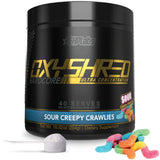 OxyShred Hardcore de EHP Labs, pote de preentrenamiento, energía sostenida para entrenamientos intensos.