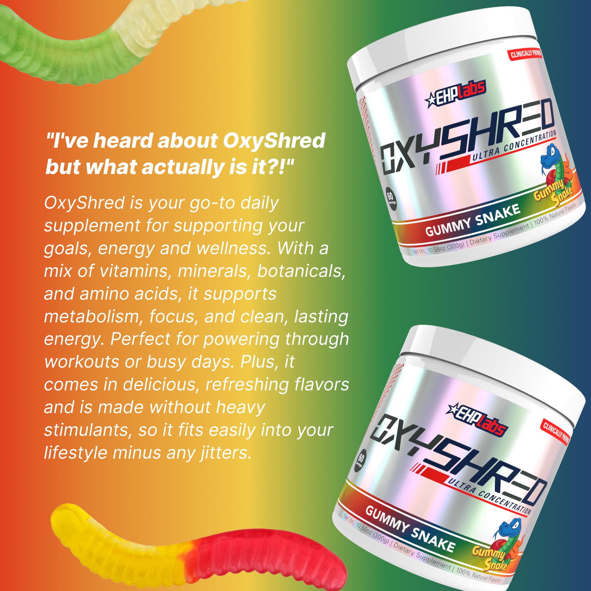Porciones diarias de OxyShred para mantener energía constante durante el día.
