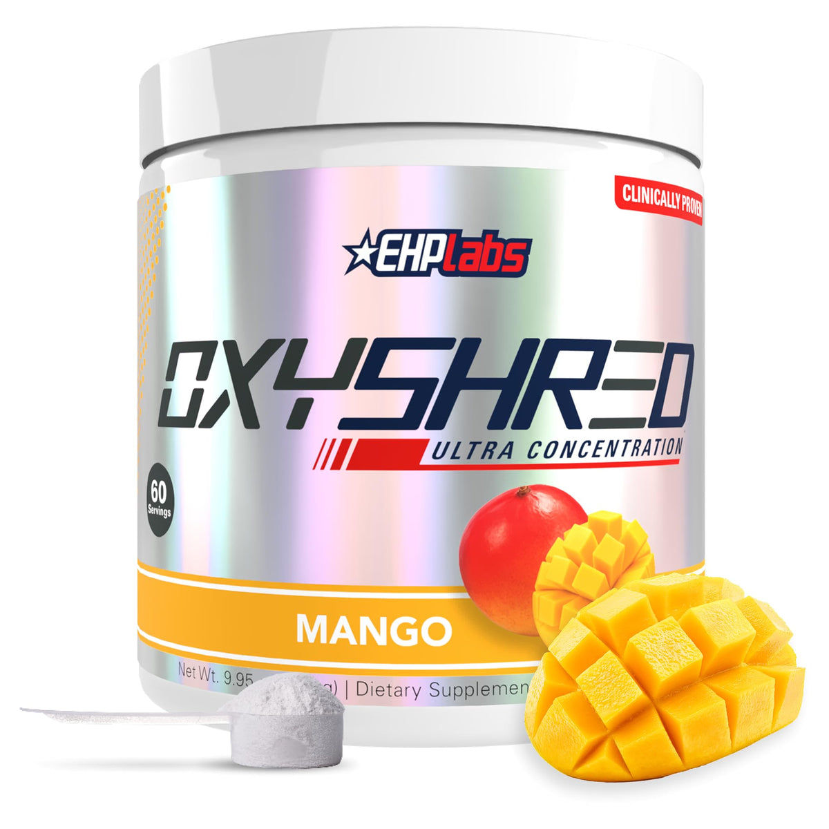 OxyShred de EHP Labs, lata mango, energía para entrenamientos intensos