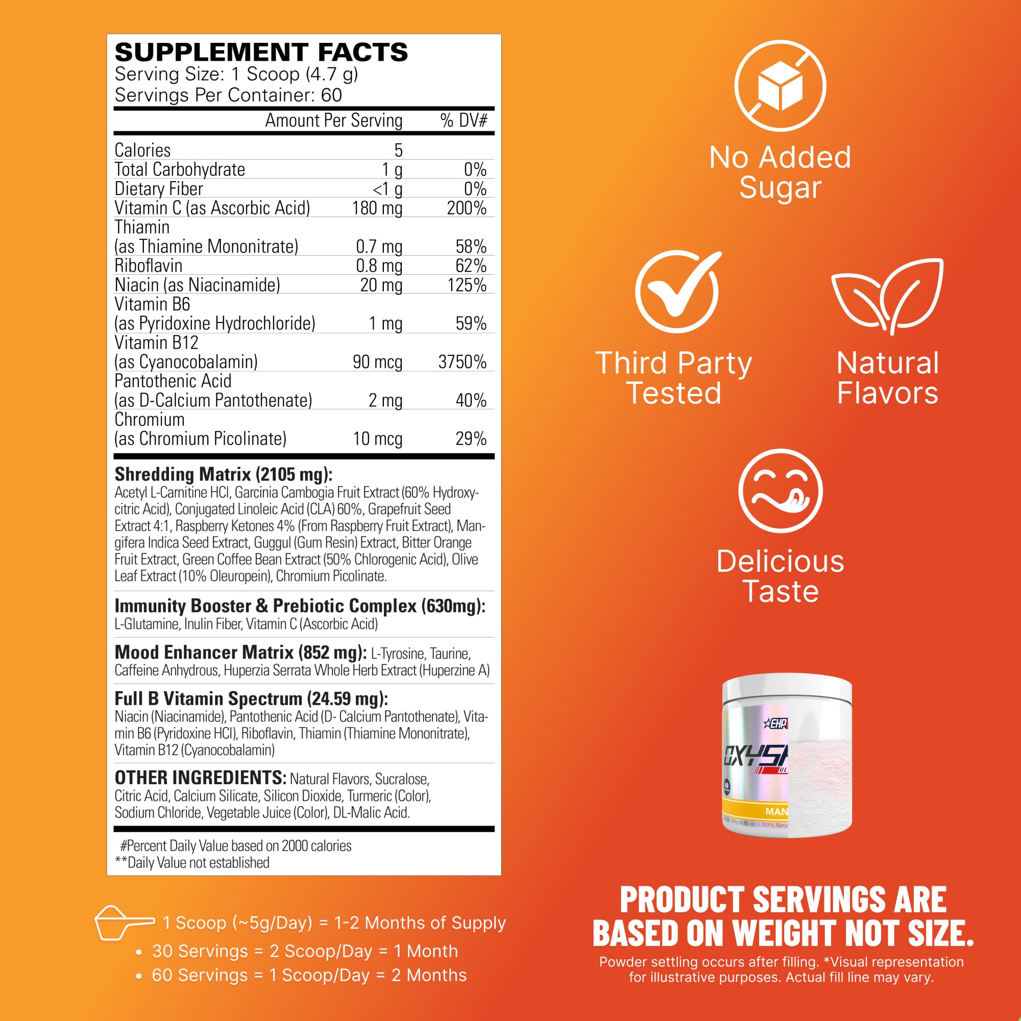 Polvo OxyShred sabor mango, disolución rápida para iniciar la rutina de entrenamiento