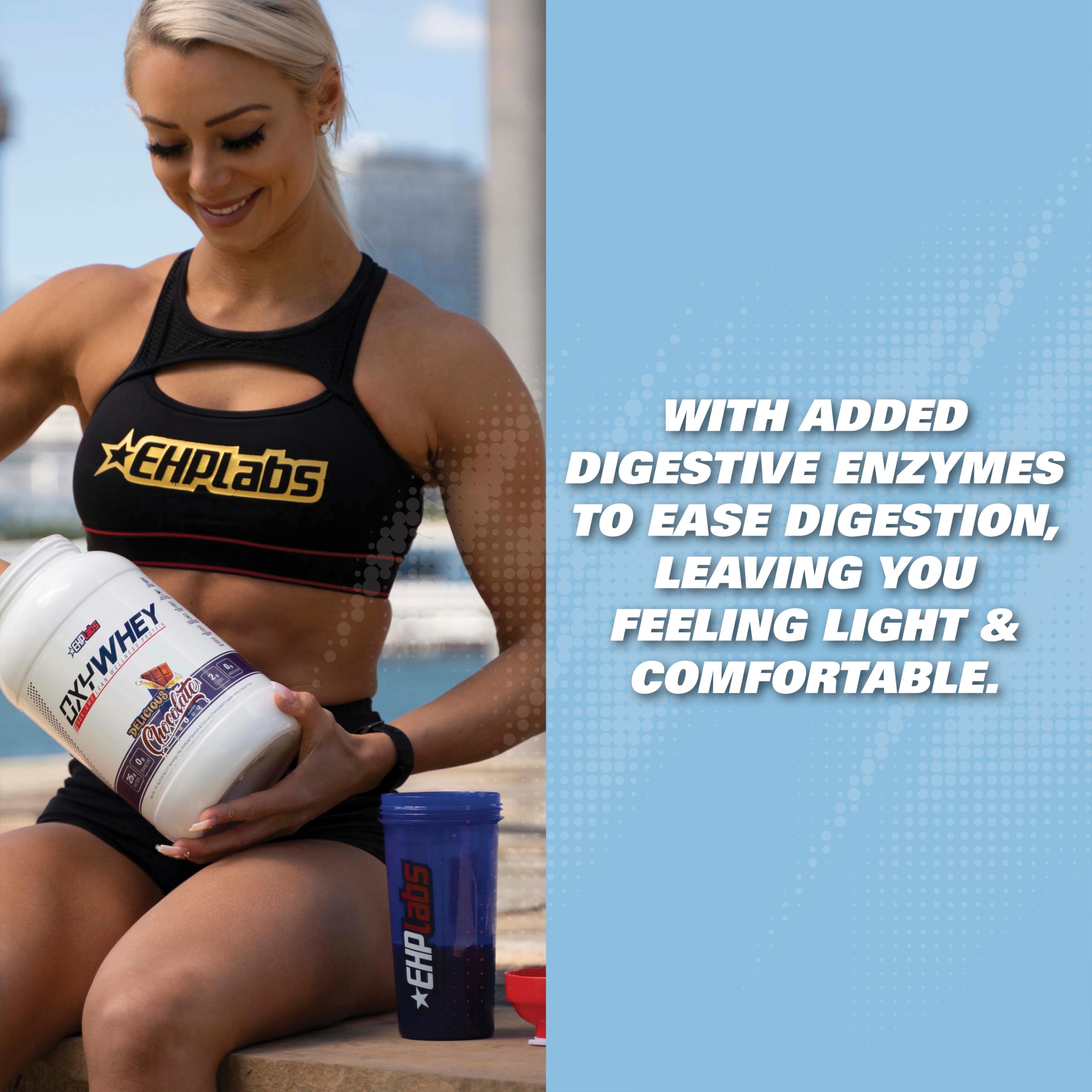 Batido de OxyWhey en agua fría, consistencia agradable.