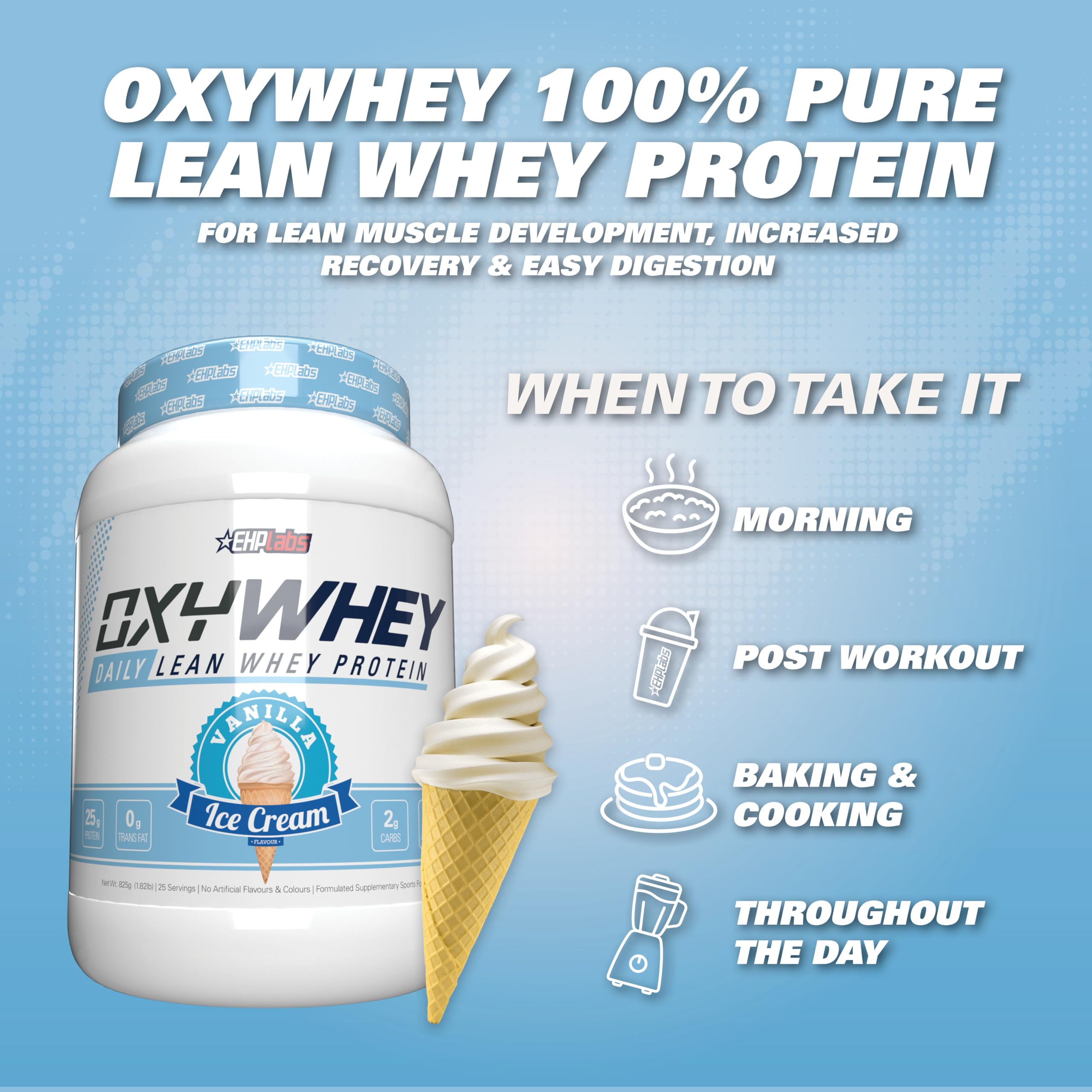 OxyWhey sin gluten y sin GMO, proteínas limpias.