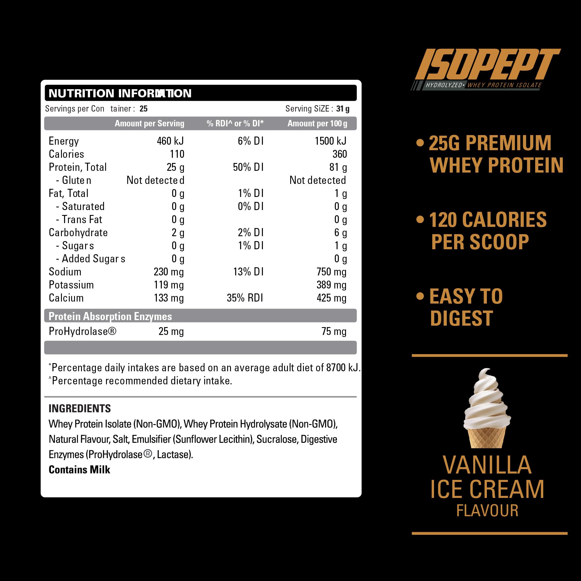 EHPlabs IsoPept batido de vainilla para post-entrenamiento, absorción rápida.