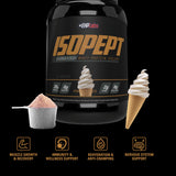 Etiqueta EHPlabs IsoPept muestra la marca y la composición.