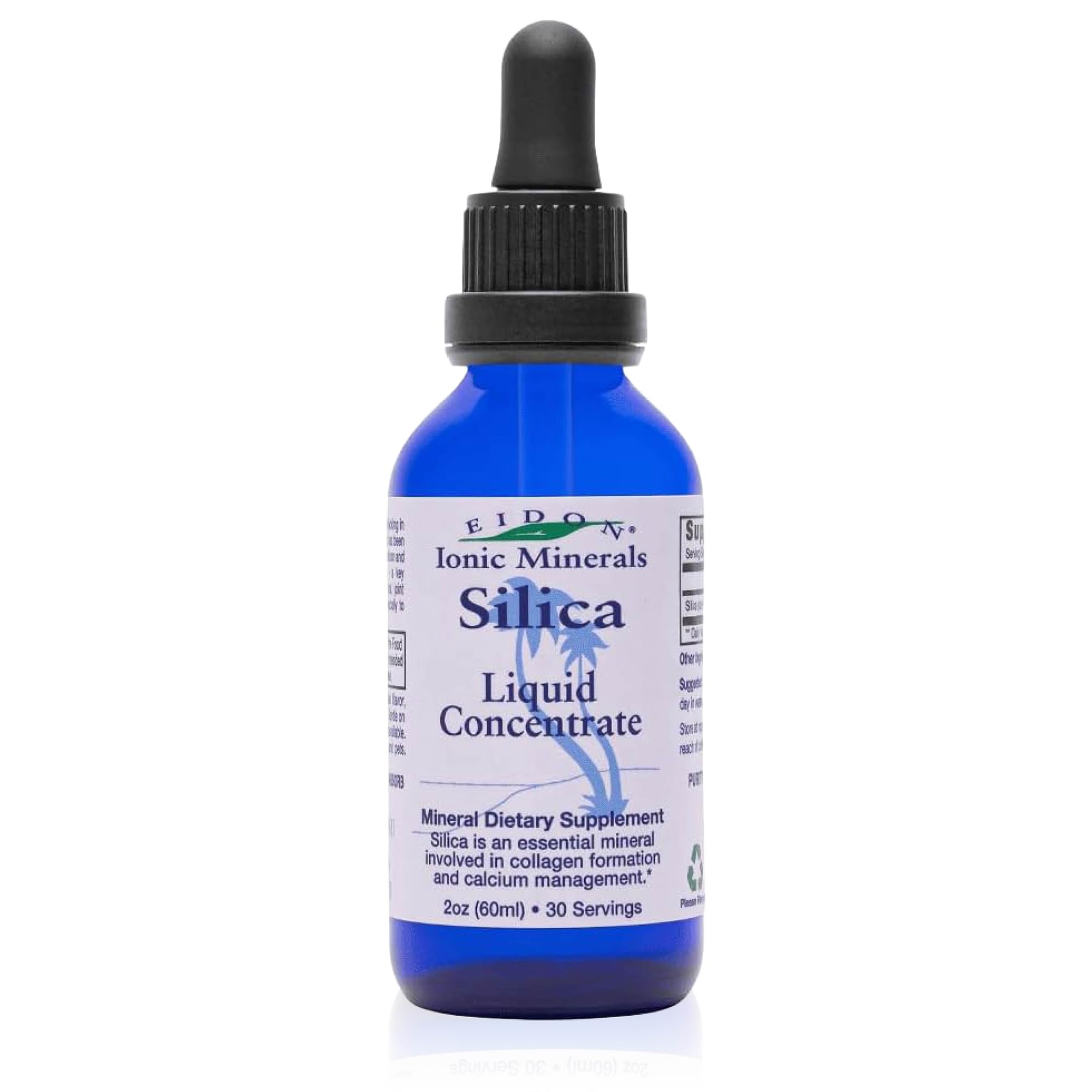 Eidon Silice líquido concentrado en botella para cabello y piel saludables.