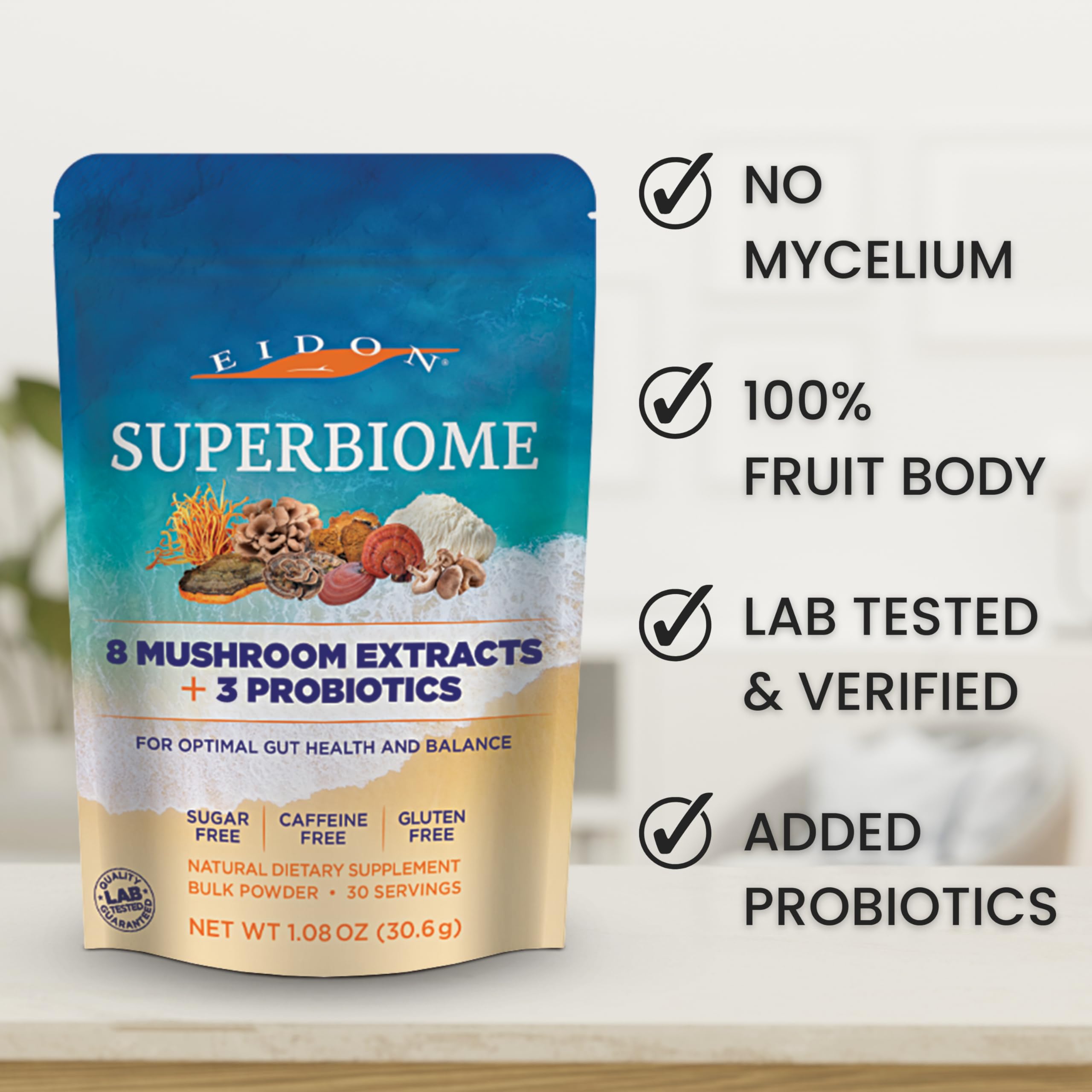 Eidon SuperBiome: preparación rápida en agua caliente o fría.
