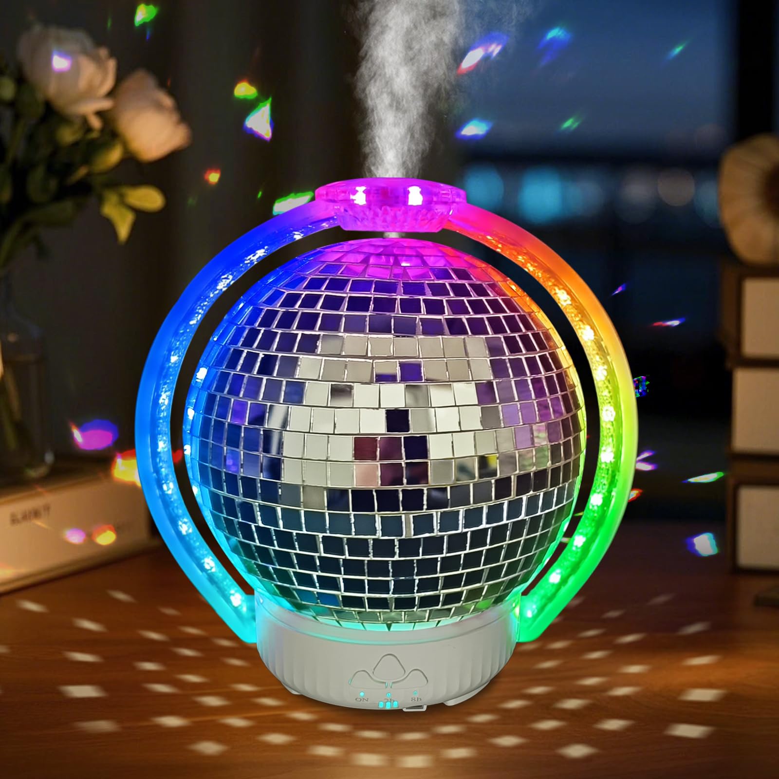 Elcxsla difusor disco giratorio con luz RGB para ambientar fiestas y salas