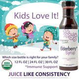 Envase con dosificación segura y tapón práctico de Elderberry Queen.