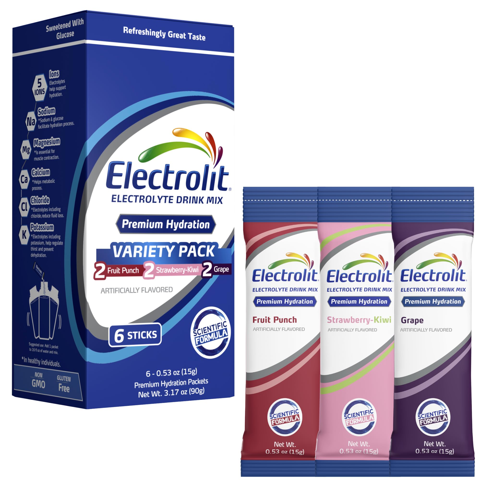 Electrolit: paquetes de polvo variedad 6 para hidratar rápidamente en cualquier lugar.