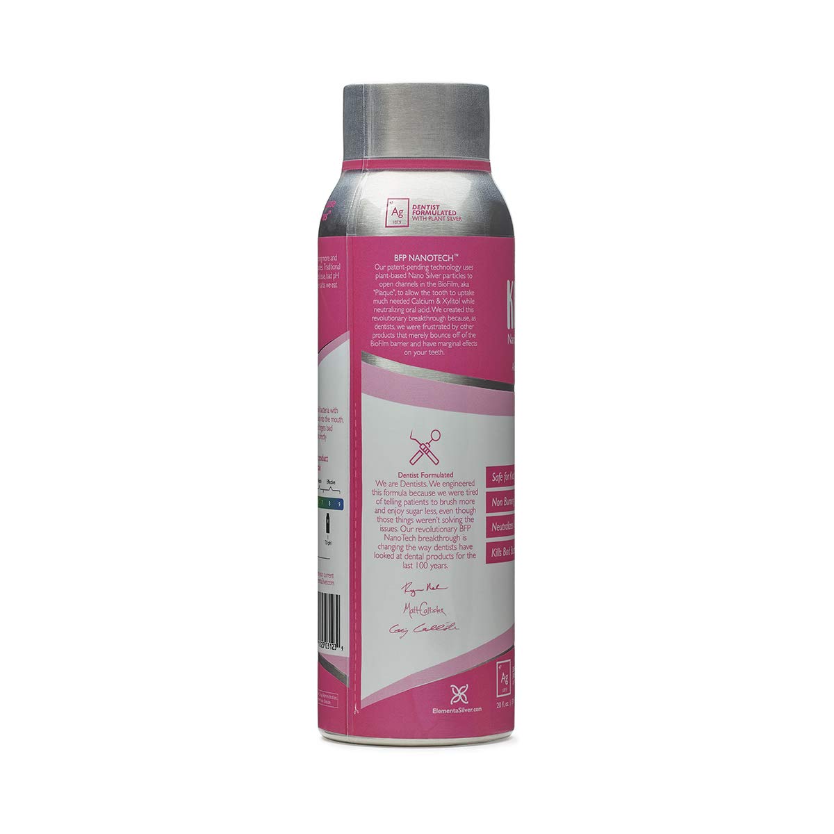 Etiqueta natural de Elementa Silver Essentials resalta ingredientes suaves para niños.
