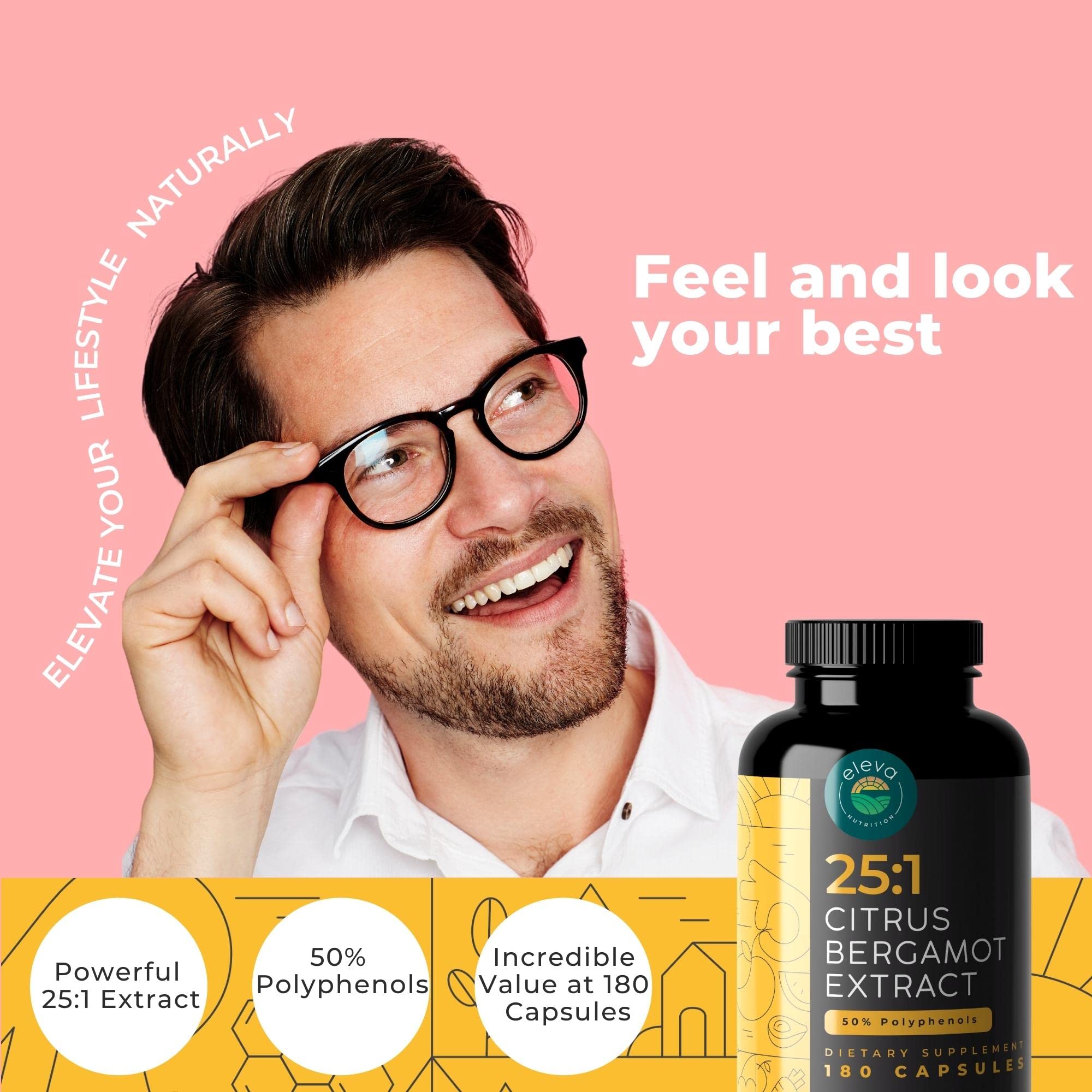 Eleva Nutrition bergamota: 50% polifenoles para apoyo natural diario.