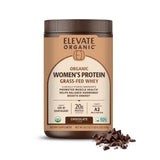 Proteína Elevate Organic Mujer Chocolate en frasco para batidos diarios.