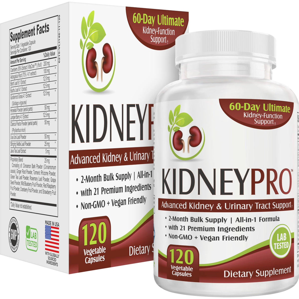 Kidney-Pro de Elevate Recovery: botella frontal para soporte renal diario.