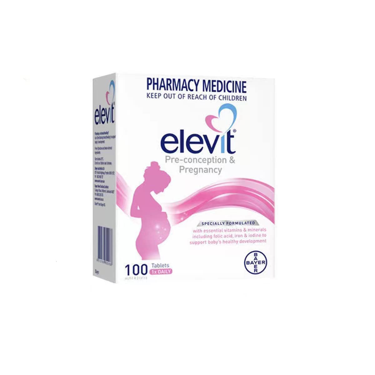 Elevit tableta frontal, suplemento prenatal para apoyo nutricional durante el embarazo