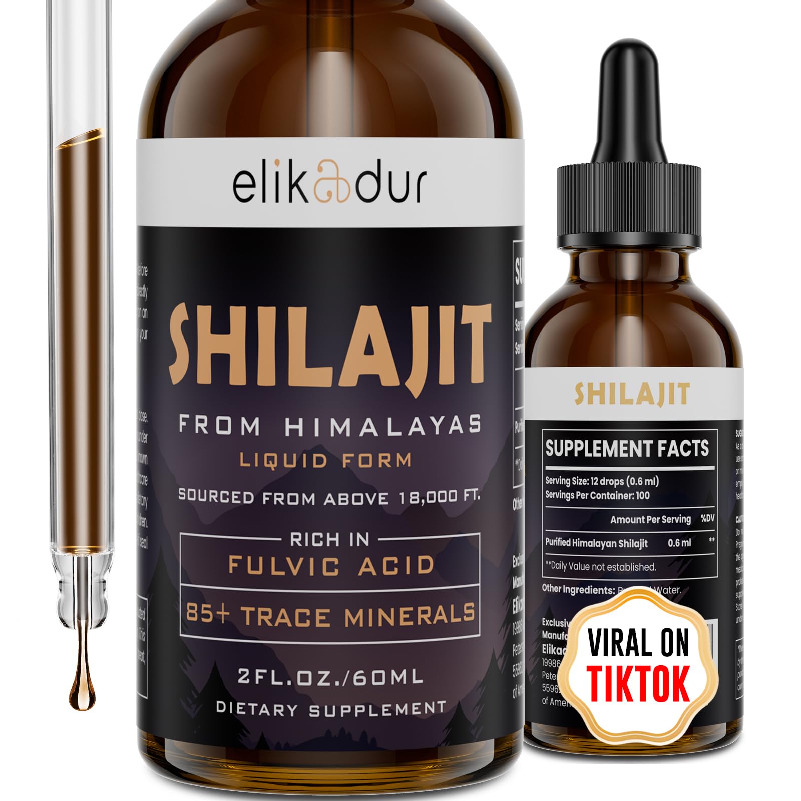 Elikadur Shilajit Resina Orgánica en gotas para uso diario y bienestar.