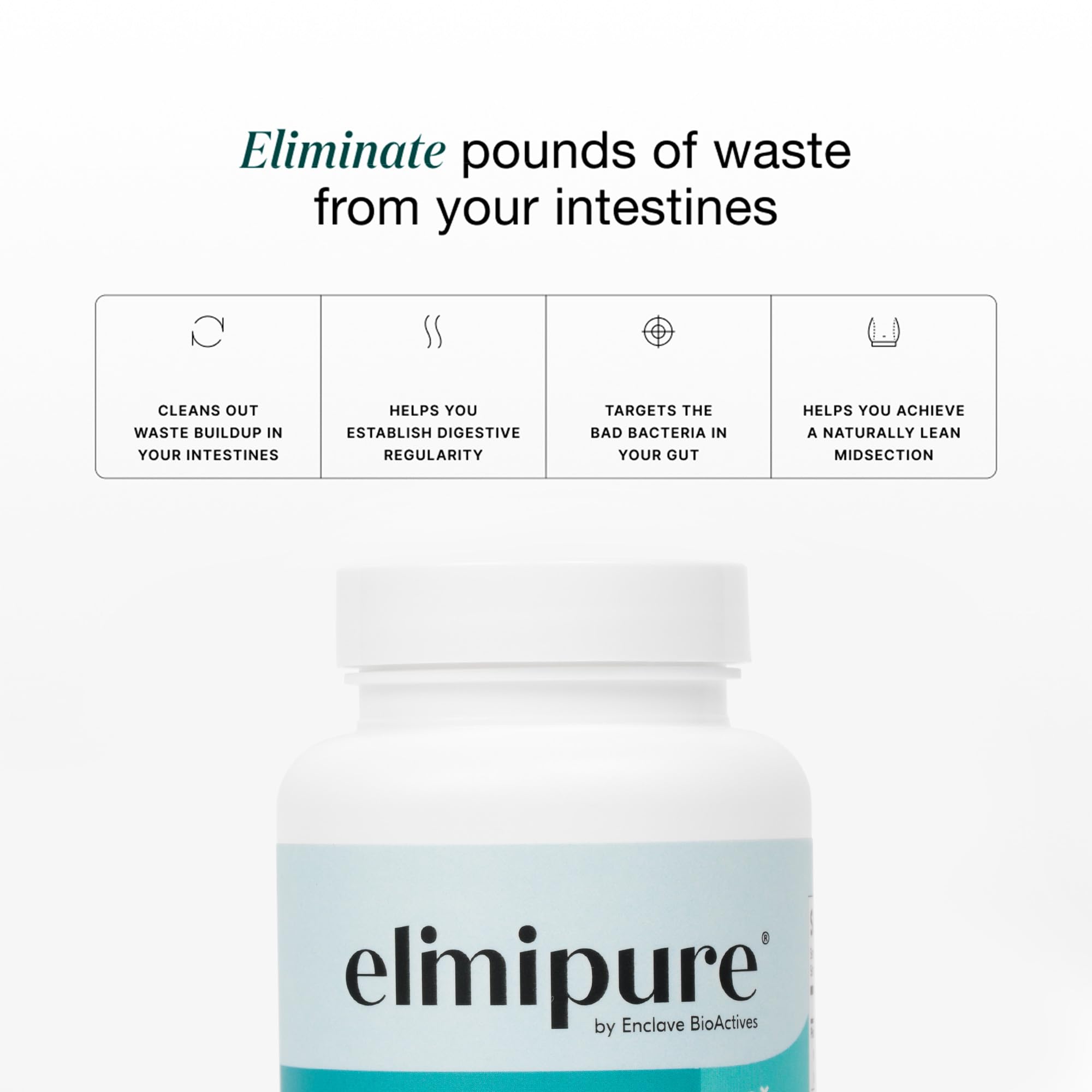 Elimipure: cápsulas de uso diario para apoyar el equilibrio intestinal.