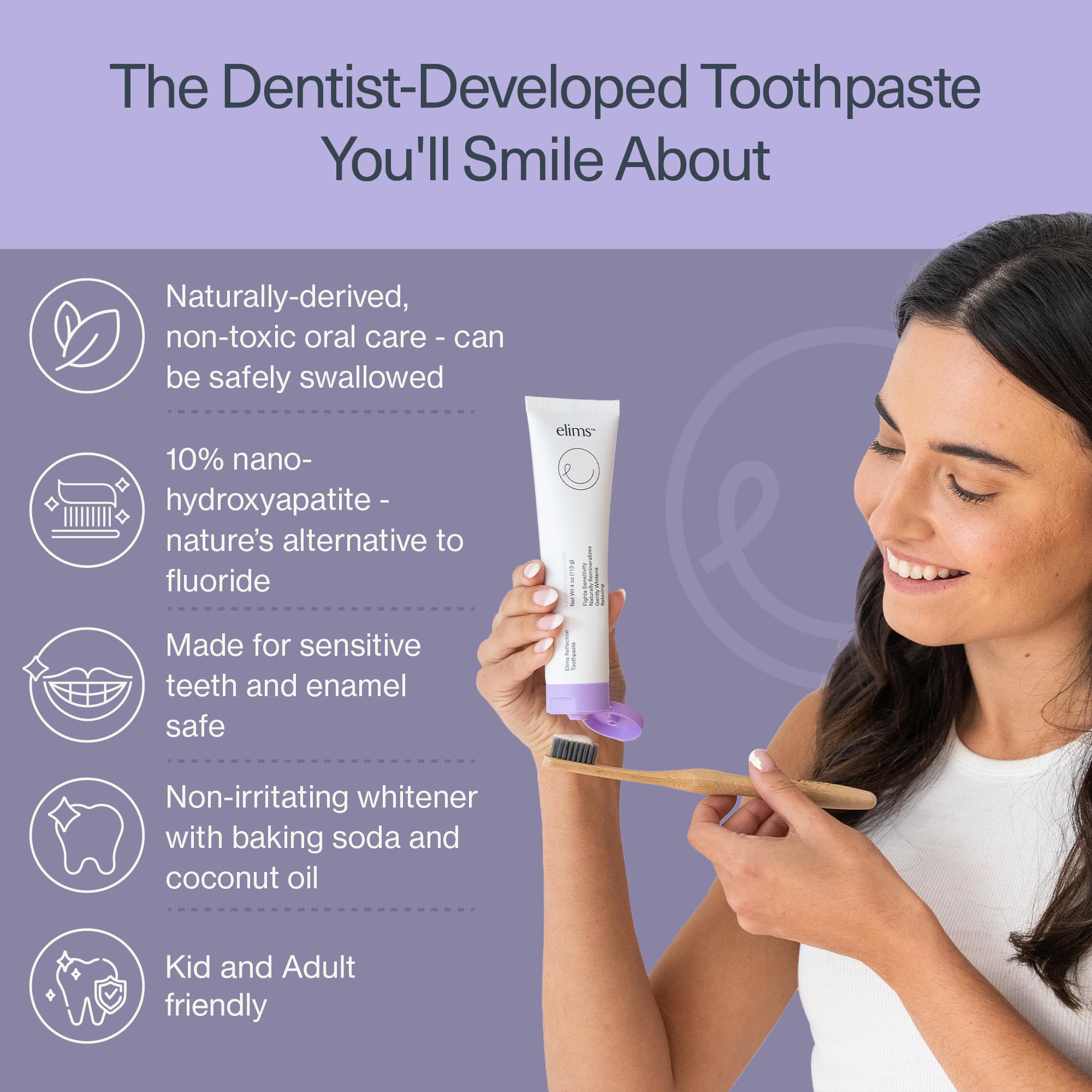 Pasta dental Elims sin fluoruro, opción segura para la higiene diaria
