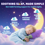 ELLAMENTZ Kids Sleep Gummies: etiqueta clara con ingredientes clave para dormir y apoyar la inmunidad.