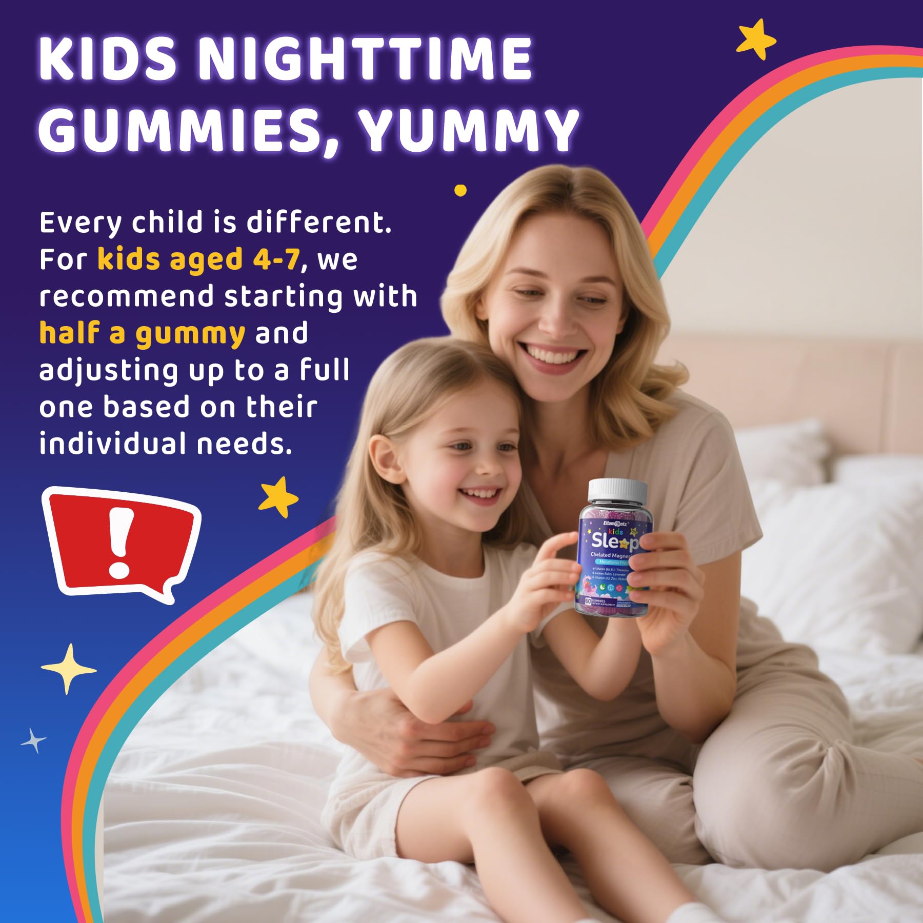 ELLAMENTZ Kids Sleep Gummies: saúco orgánico para apoyar la defensa nocturna.