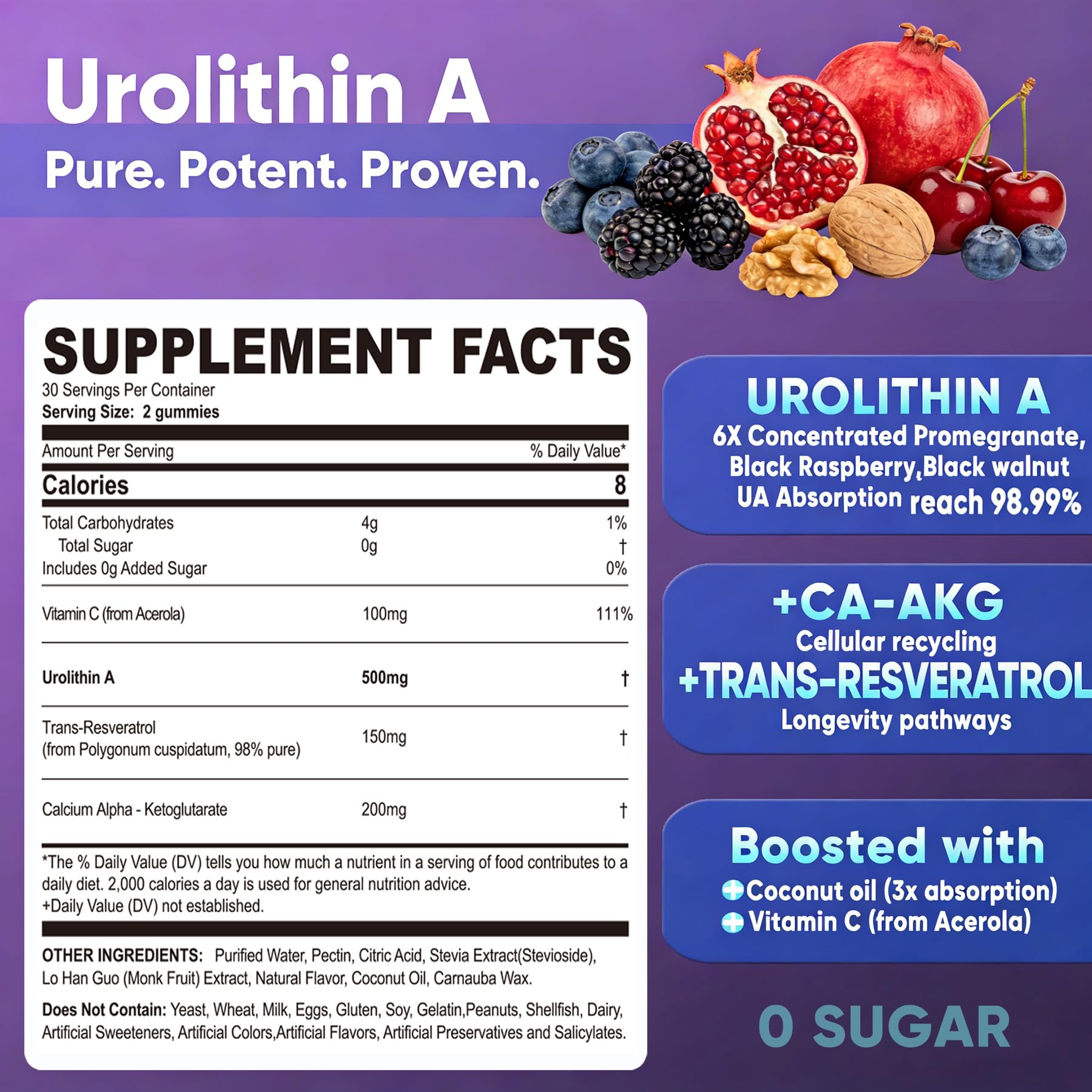 ELLAMENTZ Urolitina A 500 mg en gomitas para energía celular sostenida