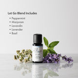 Ellia Let Go: frasco de aceite esencial en vidrio violeta que protege la pureza.