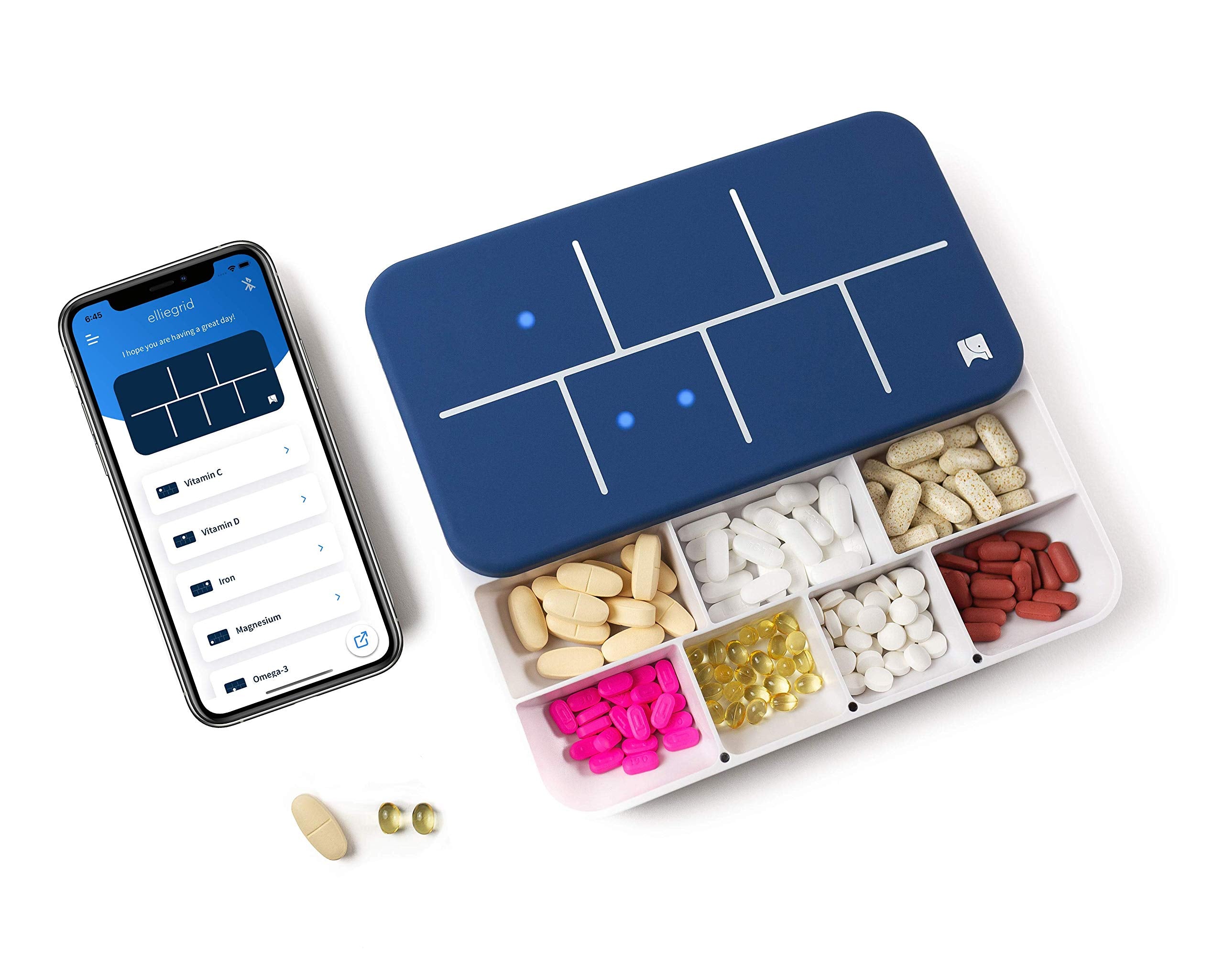 Elliegrid Organizador mensual, frente, muestra organización de dosis para todo el mes