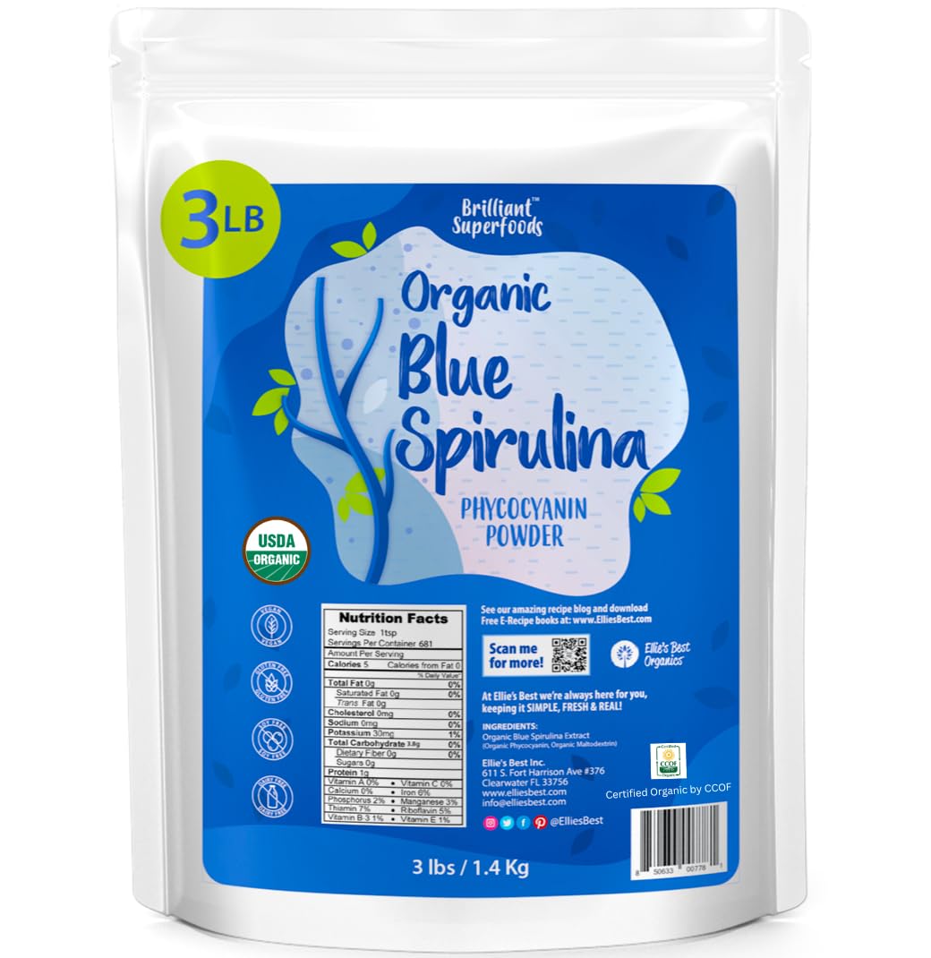 Ellie's Best Espirulina azul, color índigo para platos vistosos