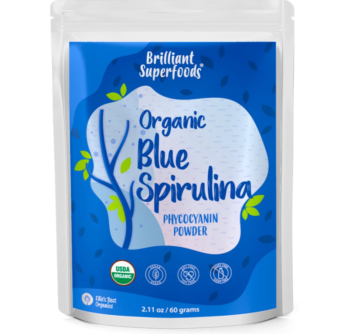 Ellie's Best Espirulina azul, polvo orgánico para bebidas, color azul brillante