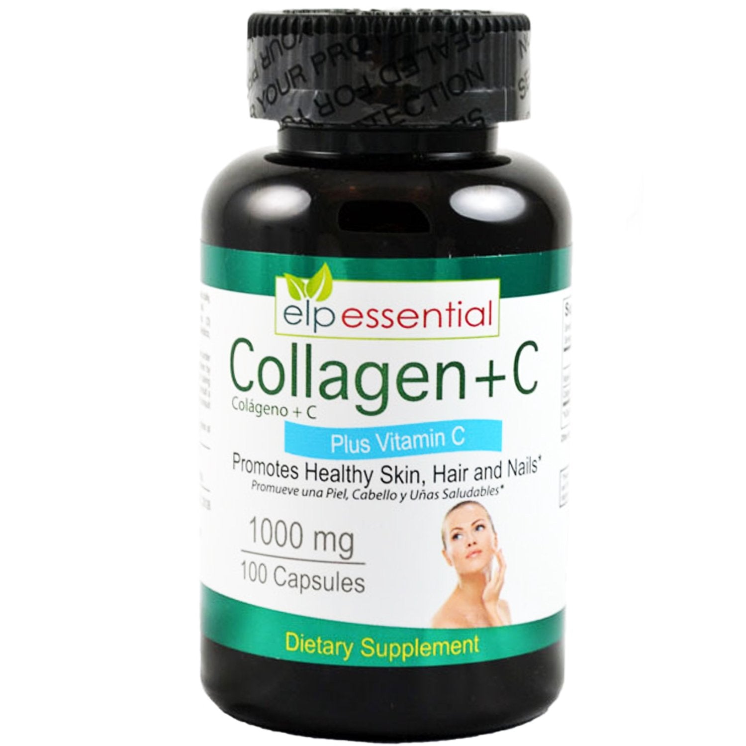 ELP ESSENTIAL Colágeno Plus Vitamina C, caja frontal para piel y articulaciones.