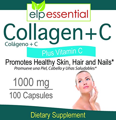 ELP ESSENTIAL Colágeno Plus Vitamina C, frasco de cápsulas para uso diario.