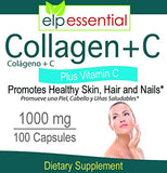 ELP ESSENTIAL Colágeno Plus Vitamina C, frasco de cápsulas para uso diario.