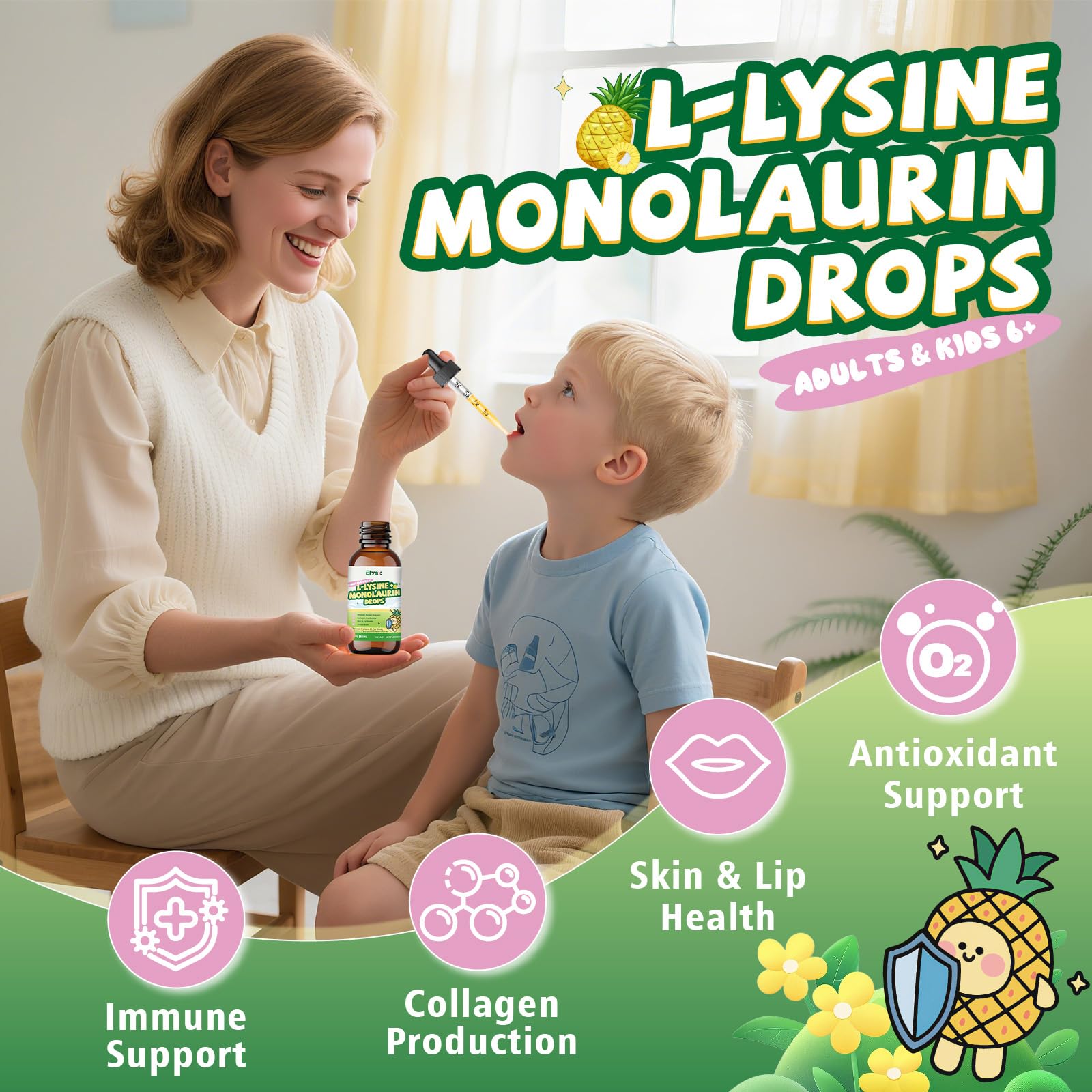 Presentación para niños: dosis adecuada en gotas para el día a día.