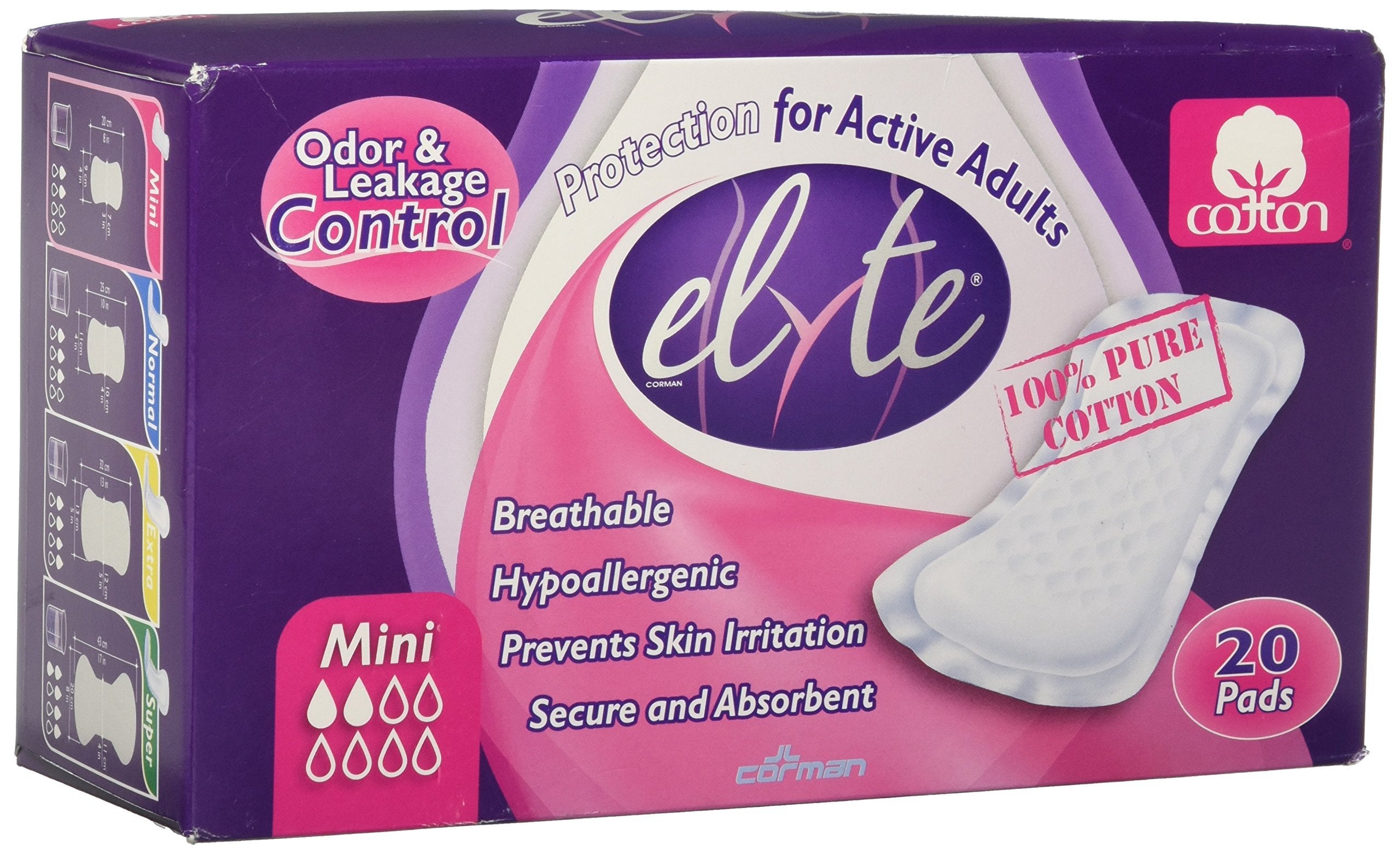 Almohadillas ElyTE Mini para incontinencia, suaves y naturales para piel sensible