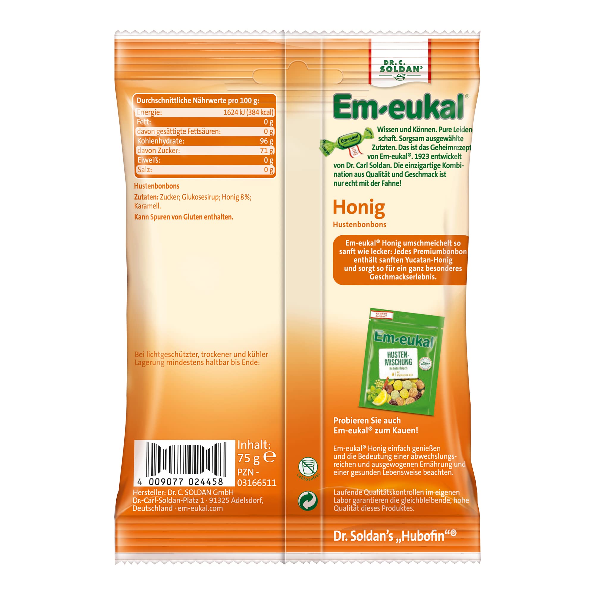 Em-eukal caramelos miel centro relleno, sabor reconfortante para momentos de descanso