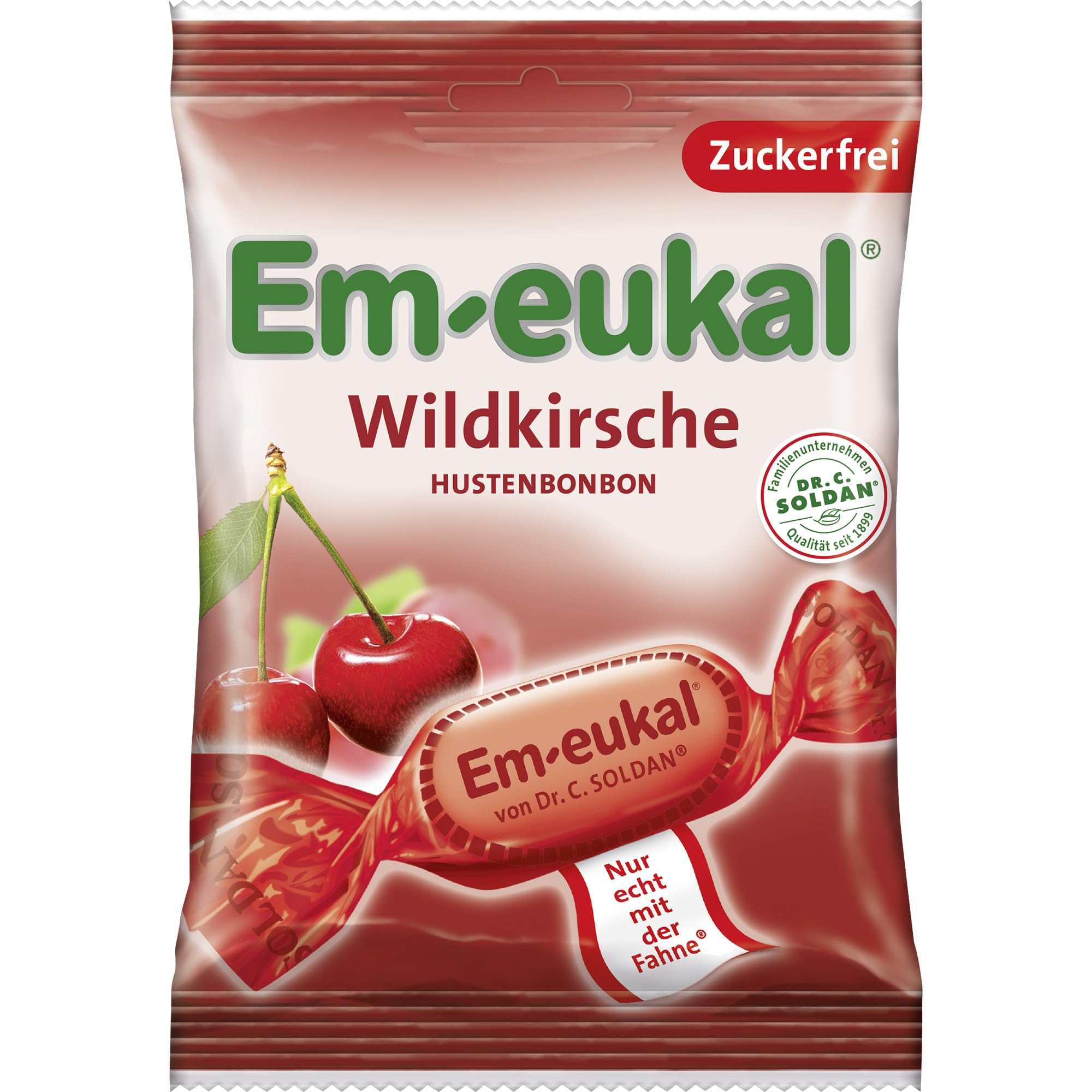 Em-Eukal Cereza Silvestre sin azúcar, empaque práctico para llevar y sabor refrescante.