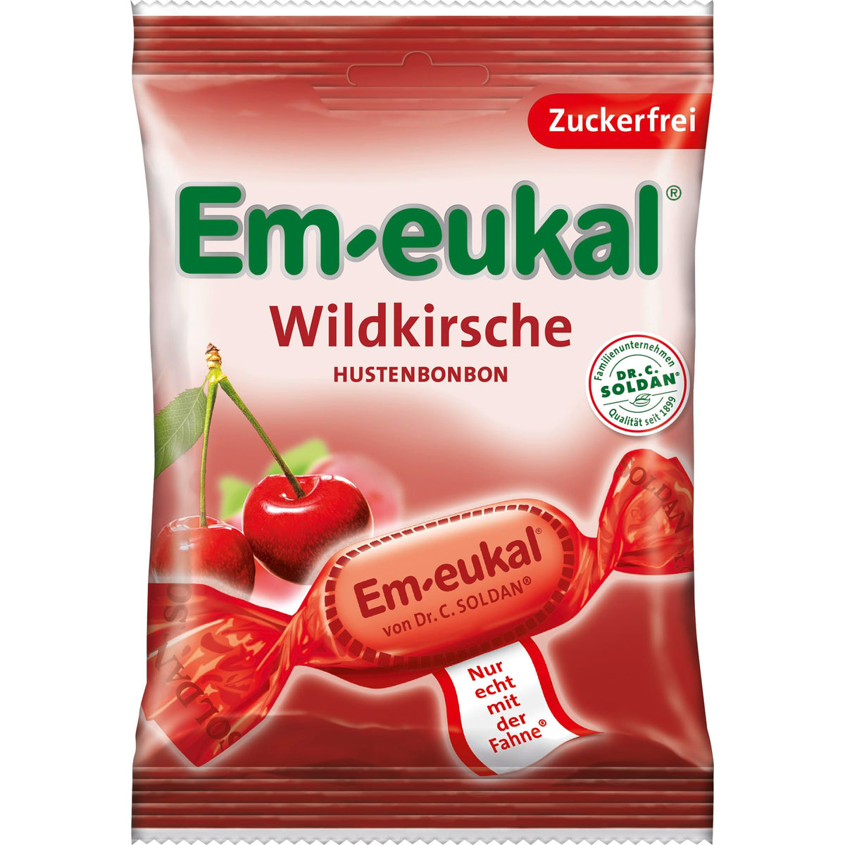 Em-Eukal Cereza Silvestre sin azúcar, empaque práctico para llevar y sabor refrescante.