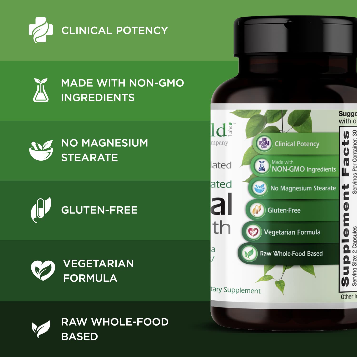 EMERALD LABS Adrenal Health: envase libre de aditivos para mayor pureza