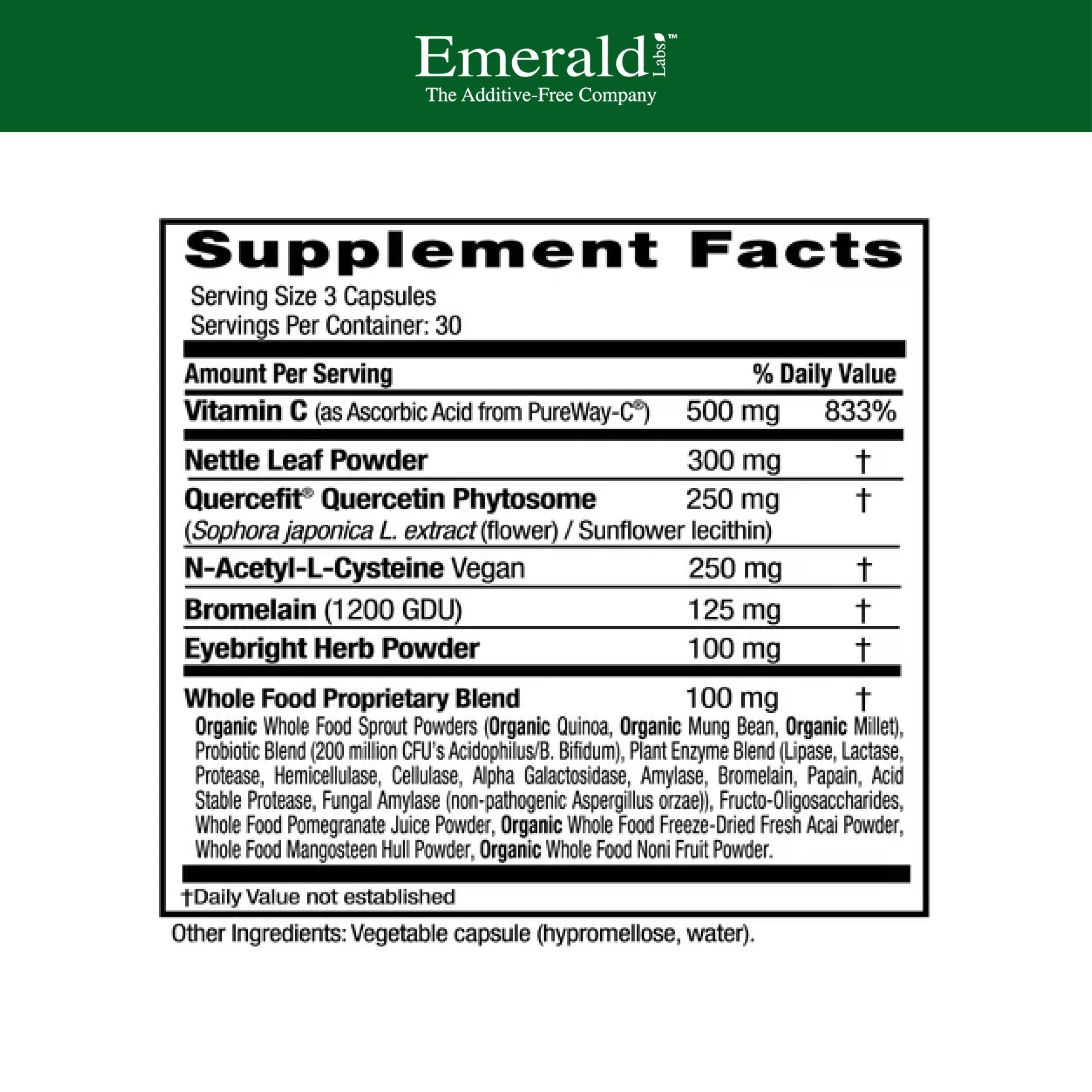 EMERALD LABS Allergy Health: cápsulas veganas que facilitan una rutina diaria sin gluten.