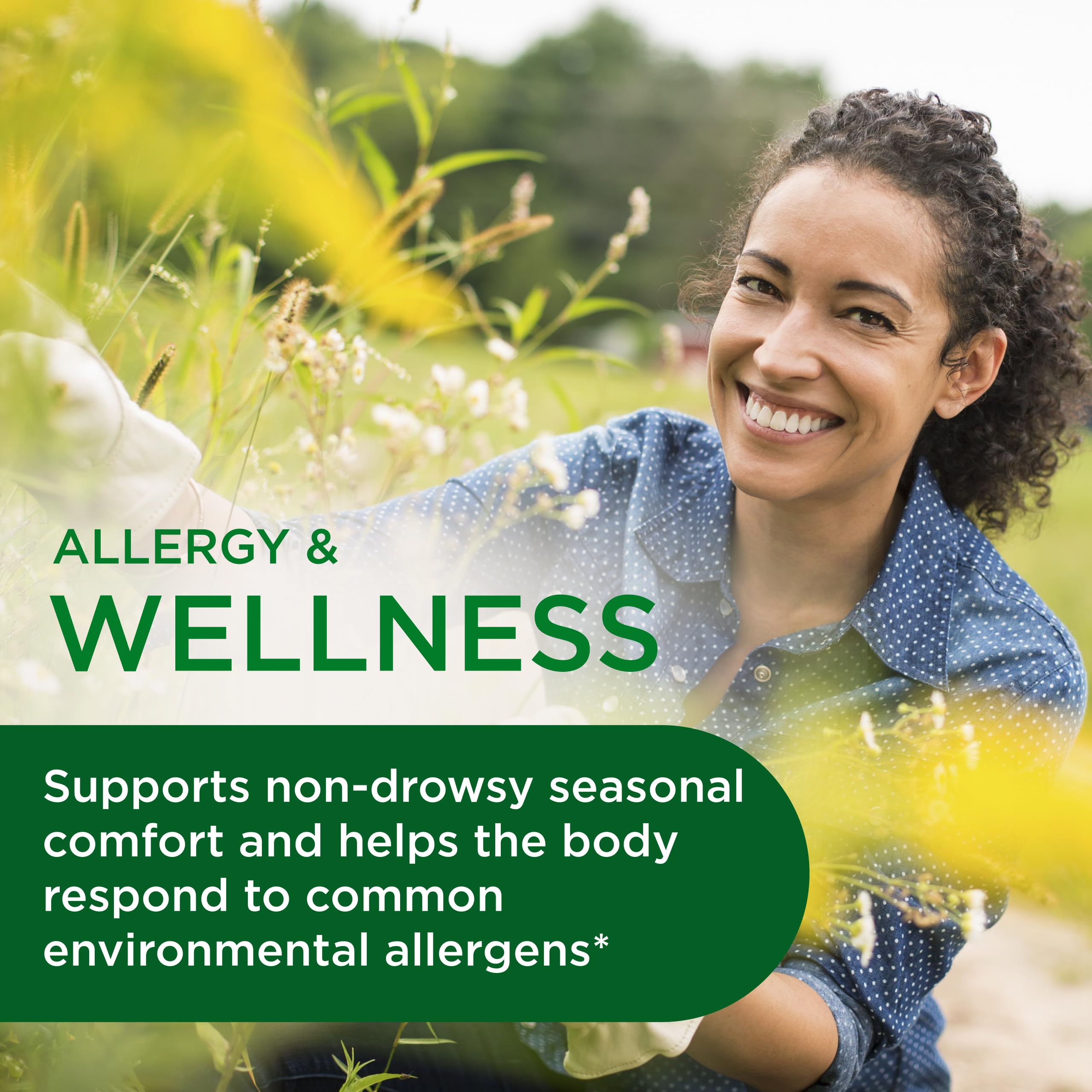 EMERALD LABS Allergy Health: etiqueta informativa y colores claros para confianza de compra.