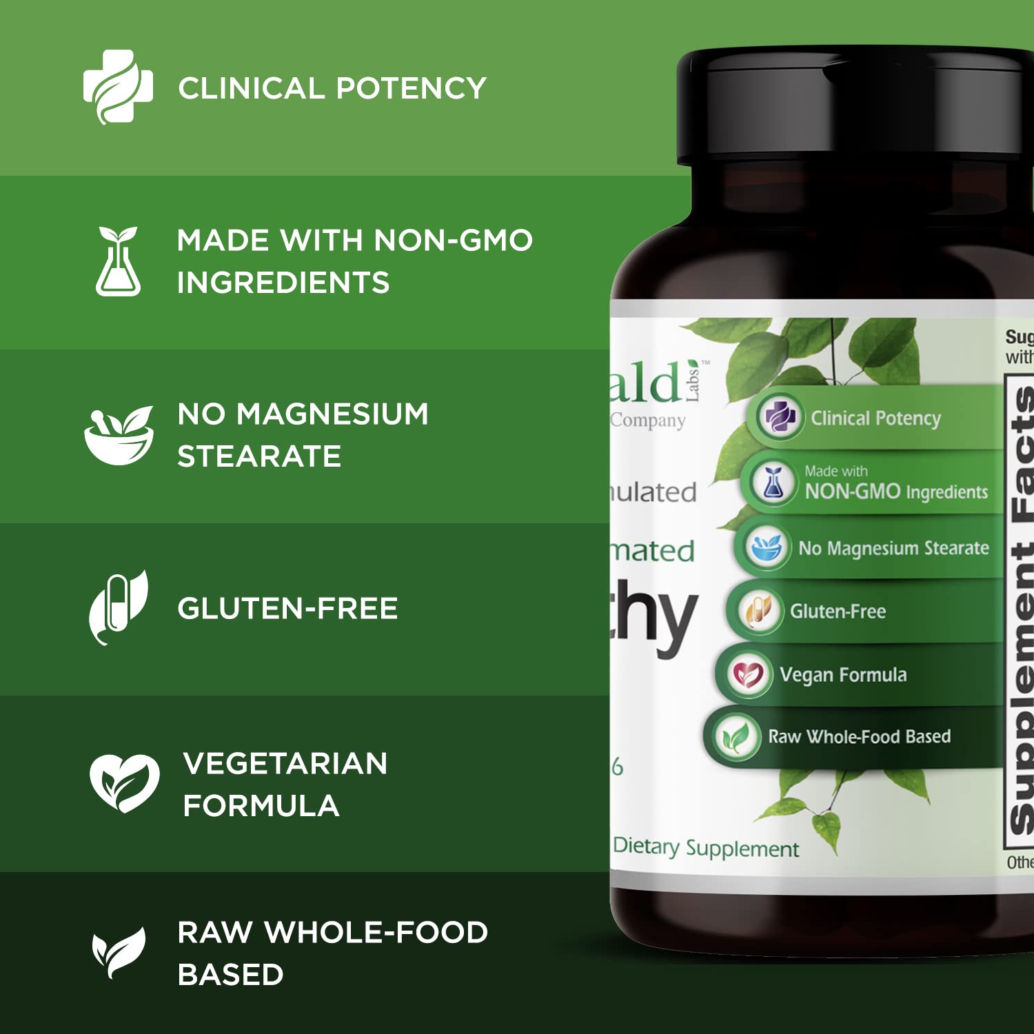 Ácido fólico metilado en Emerald Labs B-Healthy para apoyo inmunitario.