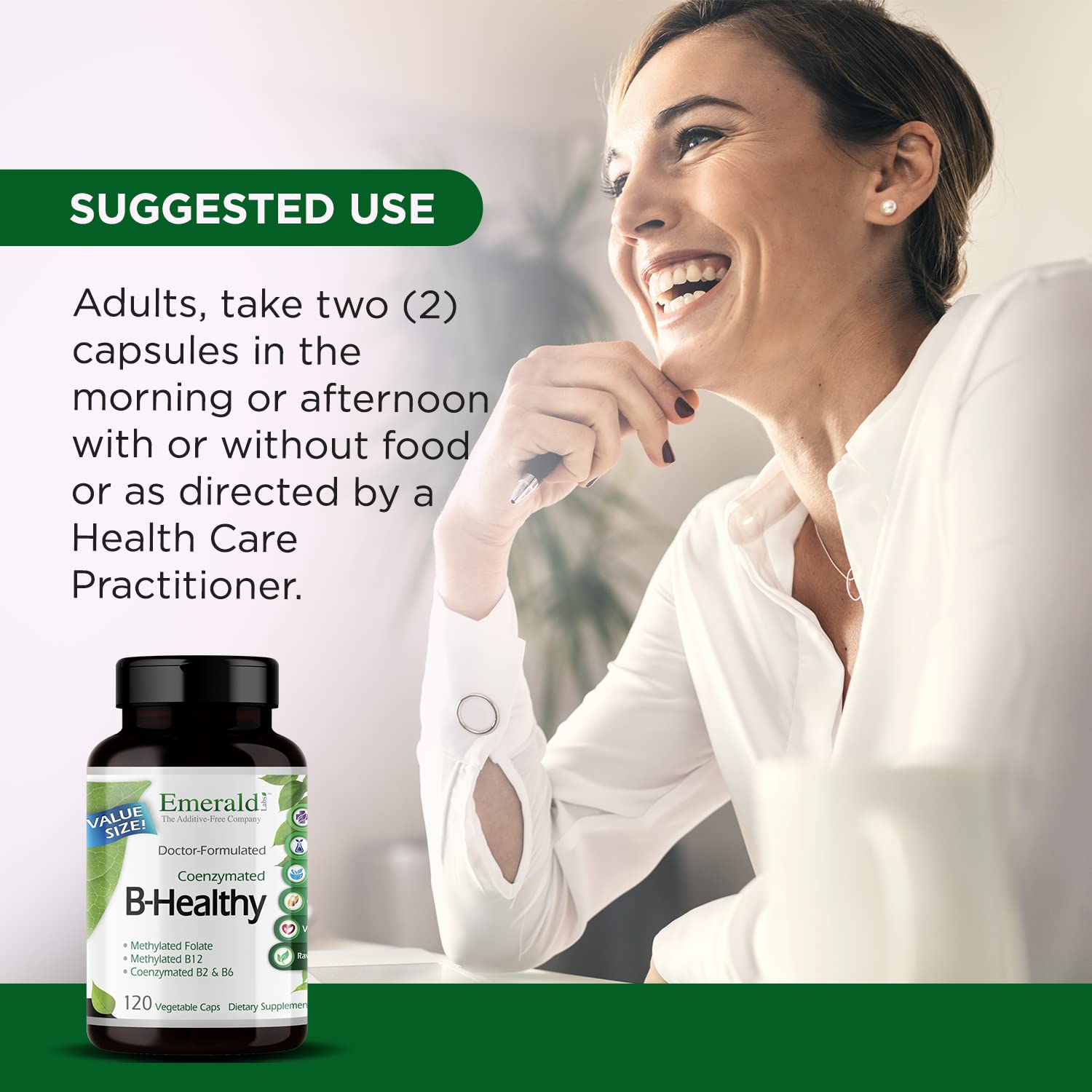 Apoyo inmunitario con B-Healthy de Emerald Labs para defensas diarias.